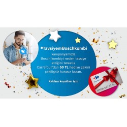 #TavsiyemBoschkombi etiketiyle paylaşıp tavsiyede bulunan kullanıcılar, Carrefour’dan 50 TL değerinde dijital hediye çeki kazanacak. #TavsiyemBoschkombi etiketiyle paylaşıp tavsiyede bulunan kullanıcılar, Carrefour’dan 50 TL değerinde dijital hediye çeki kazanacak.